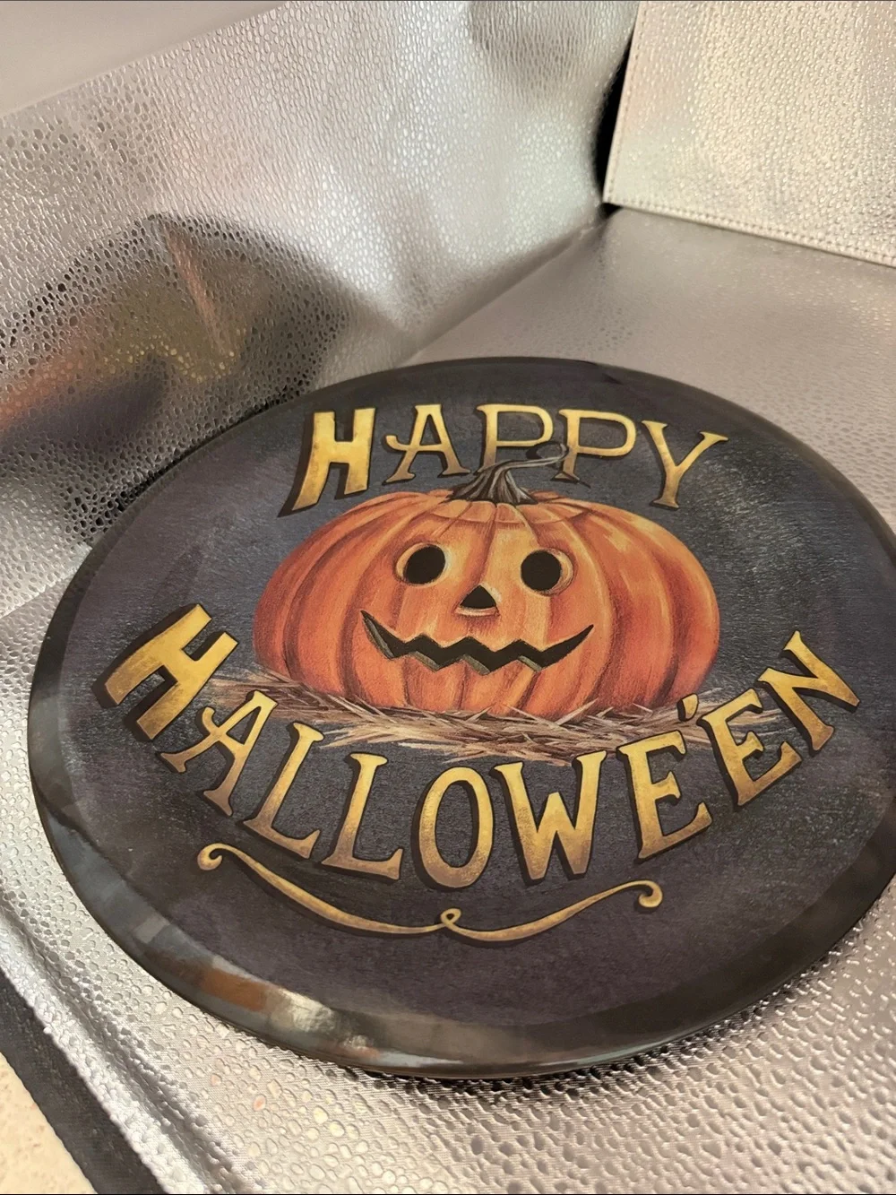 Happy Halloween Pumpkin Decorative Serving Platter - Orange